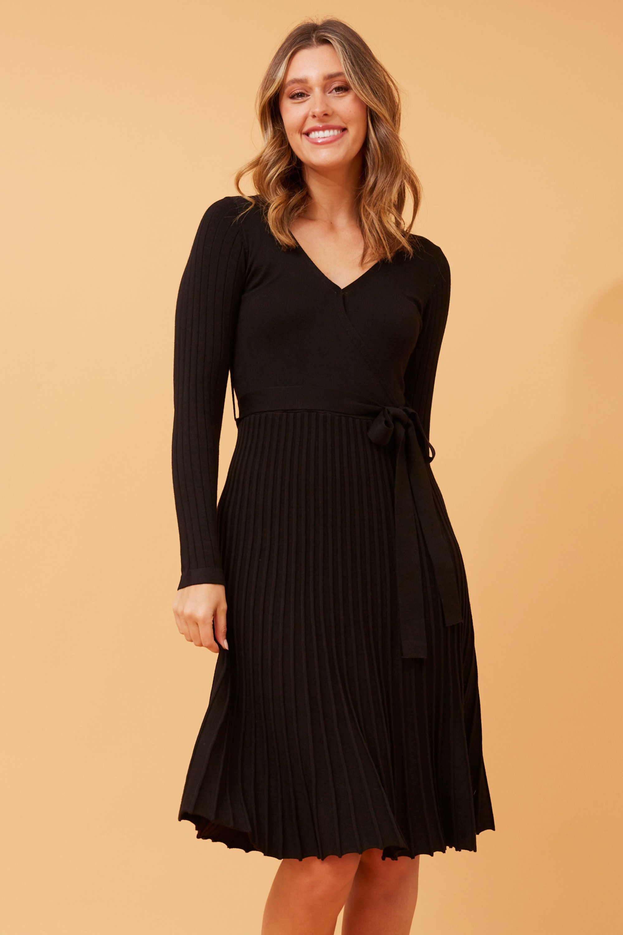 SANA PLEATED KNIT DRESS