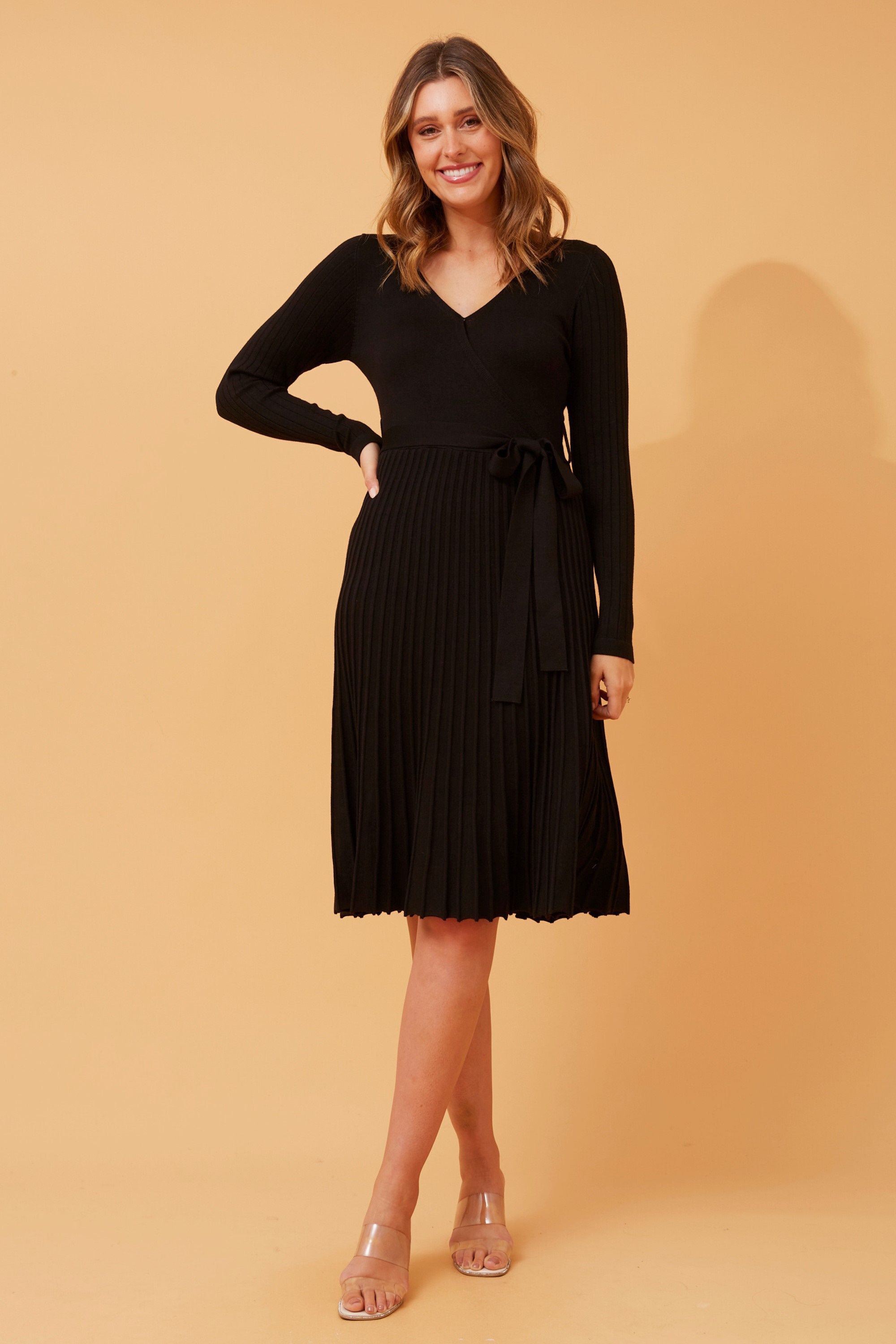 SANA PLEATED KNIT DRESS