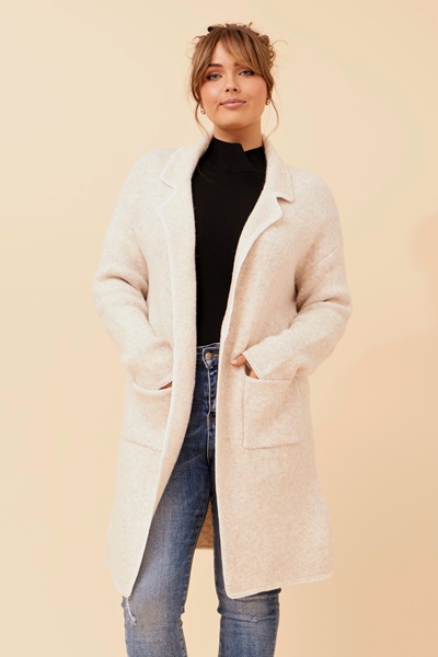 SANDER BLANKET STITCH KNIT COATIGAN