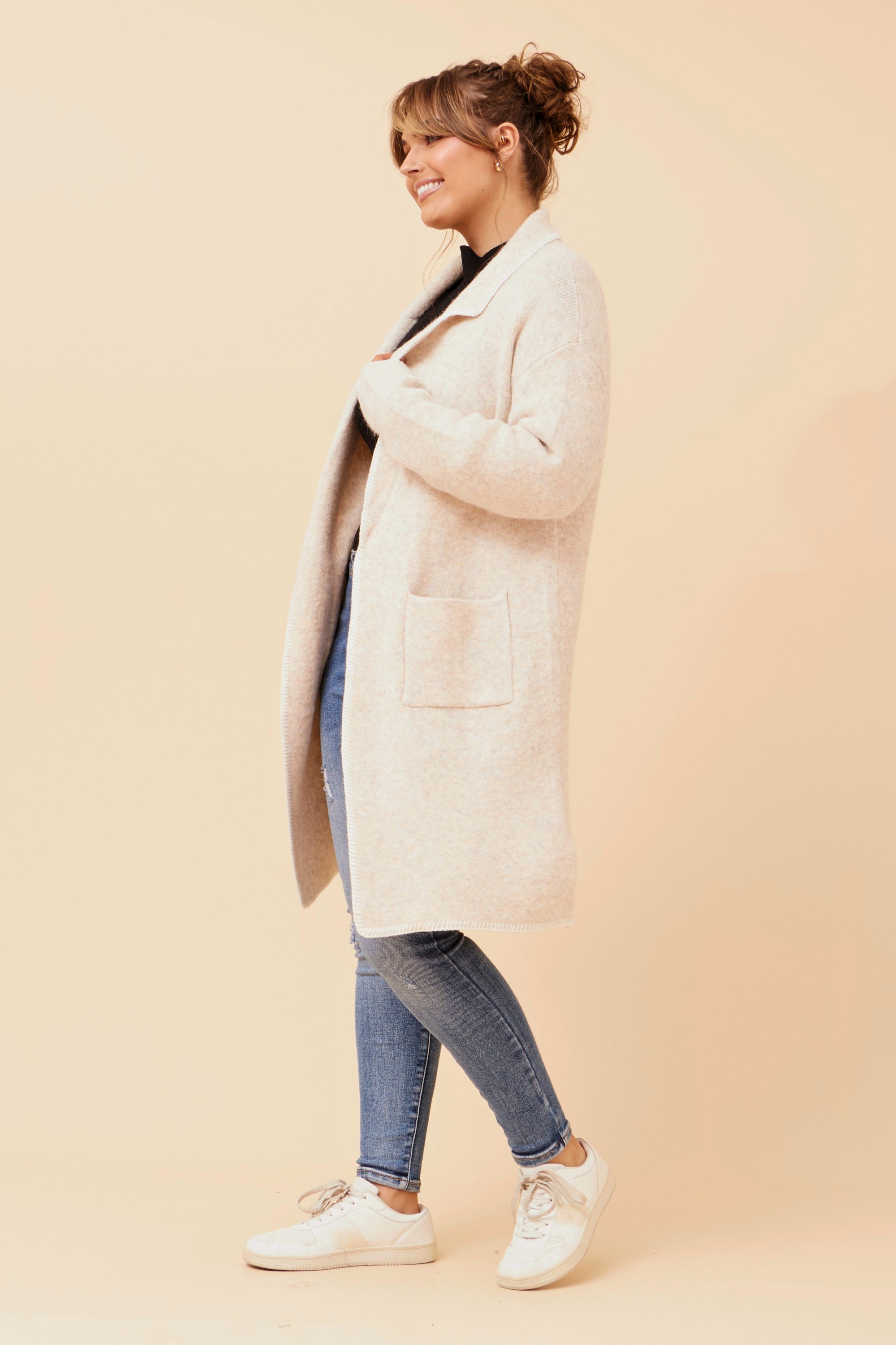 SANDER BLANKET STITCH KNIT COATIGAN