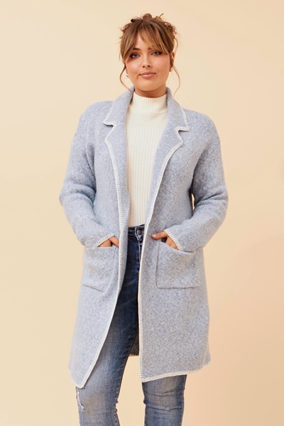 SANDER BLANKET STITCH KNIT COATIGAN