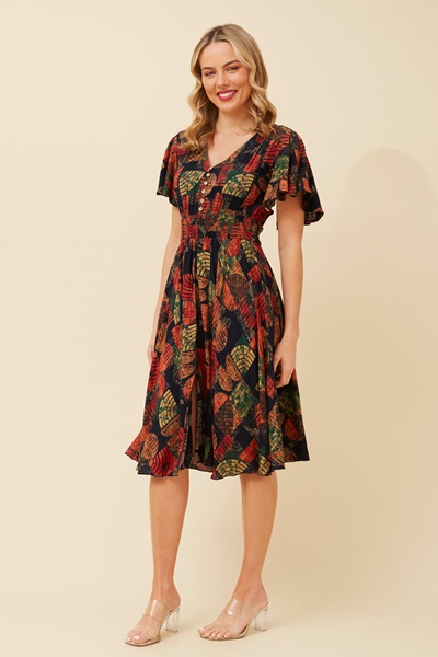 SANDY ABSTRACT PRINT DRESS