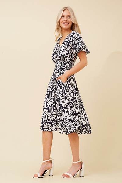 SANDY ABSTRACT PRINT DRESS