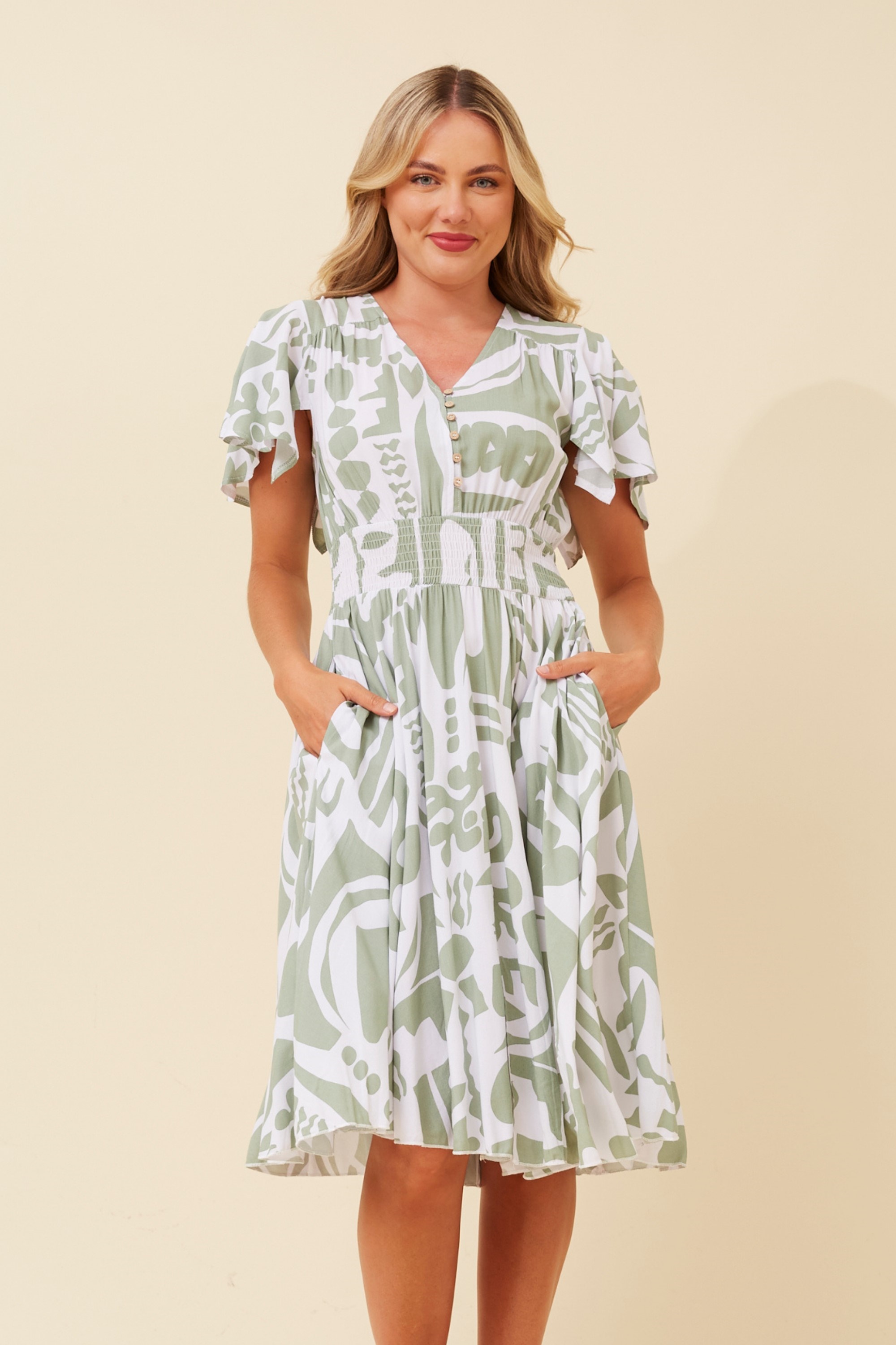 SANDY ABSTRACT PRINT DRESS