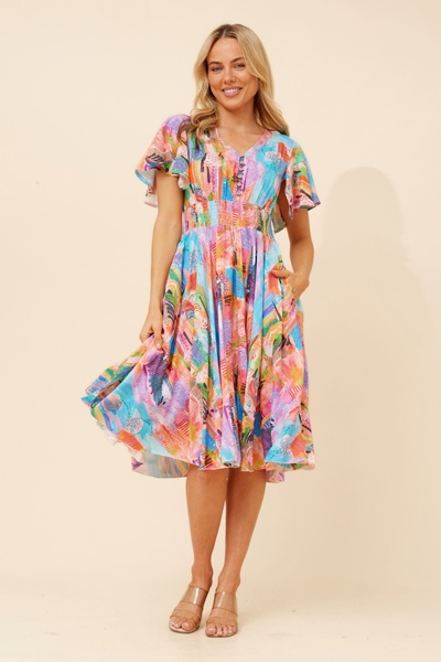 SANDY ABSTRACT PRINT DRESS