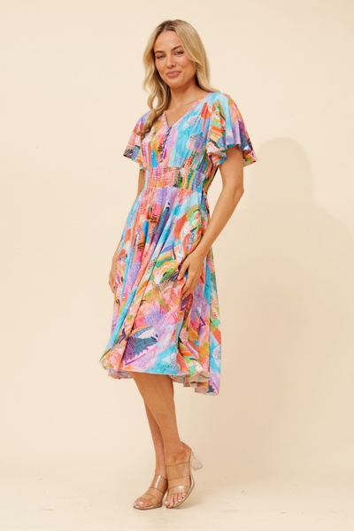SANDY ABSTRACT PRINT DRESS