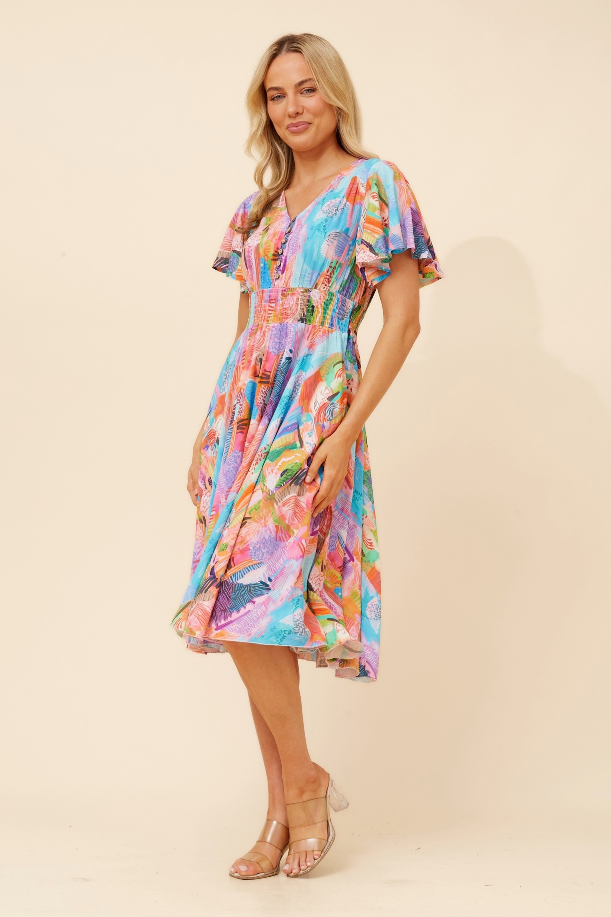 SANDY ABSTRACT PRINT DRESS