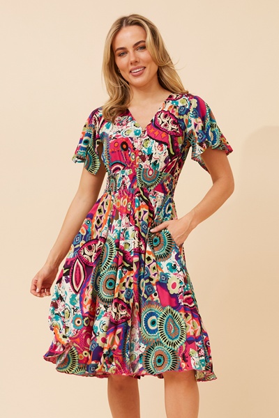 SANDY ABSTRACT PRINT DRESS