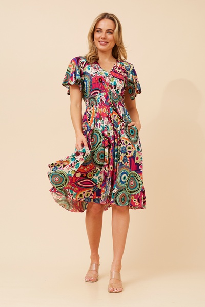 SANDY ABSTRACT PRINT DRESS