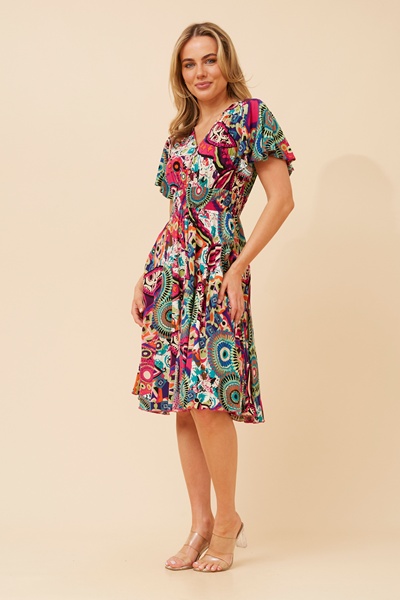 SANDY ABSTRACT PRINT DRESS