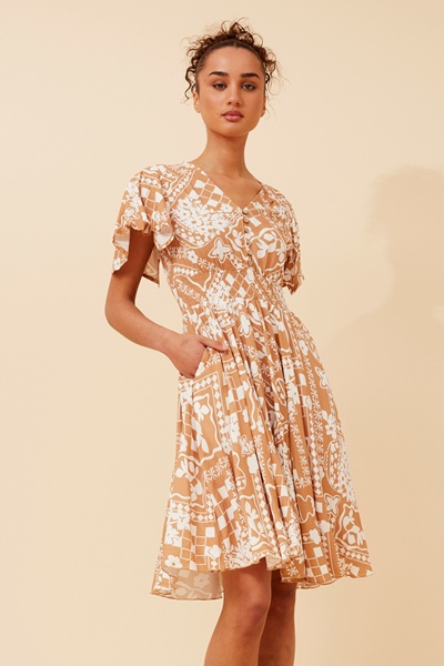SANDY ABSTRACT PRINT DRESS