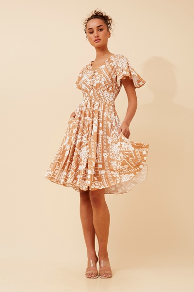 SANDY ABSTRACT PRINT DRESS