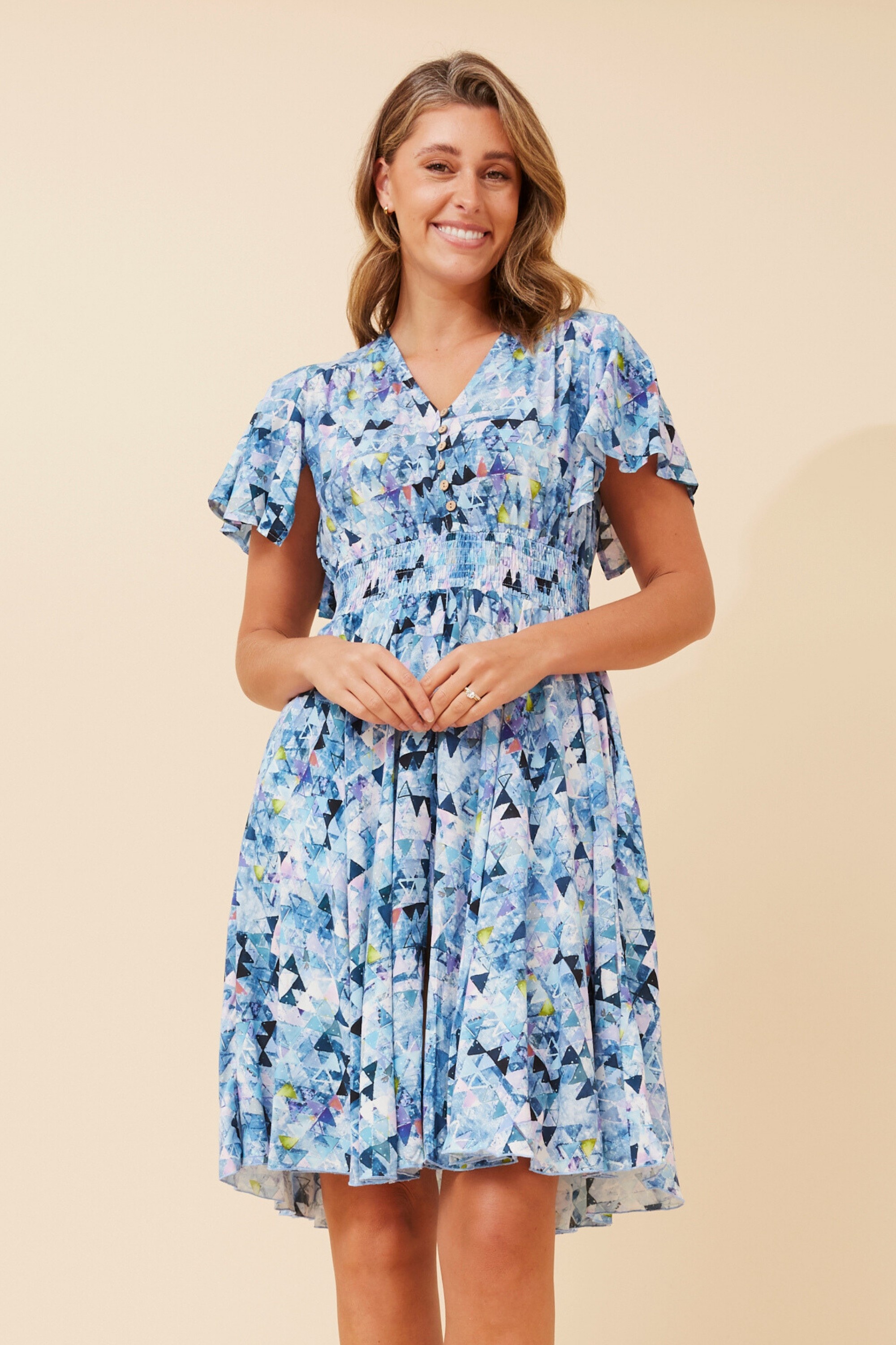 SANDY ABSTRACT PRINT DRESS