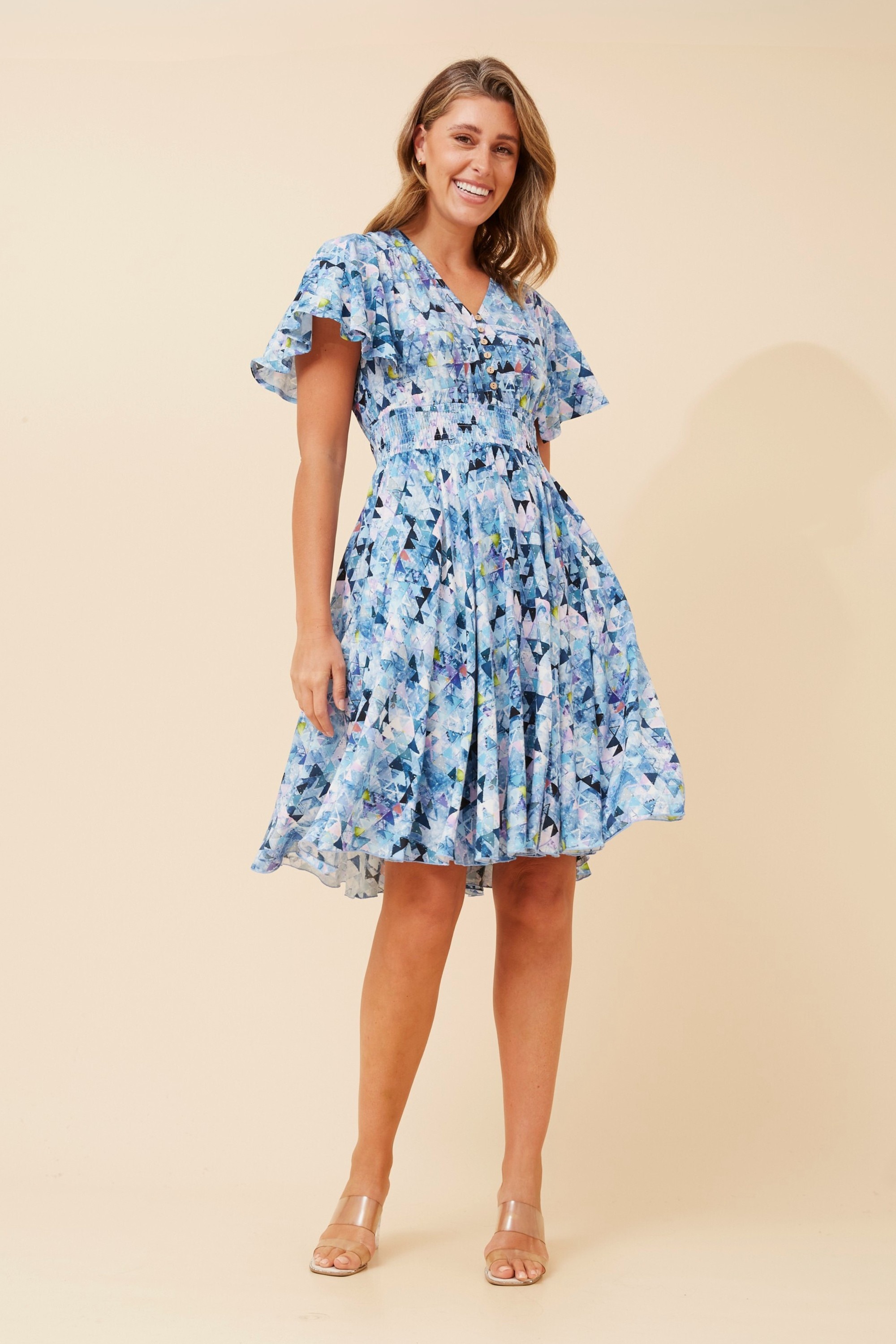 SANDY ABSTRACT PRINT DRESS