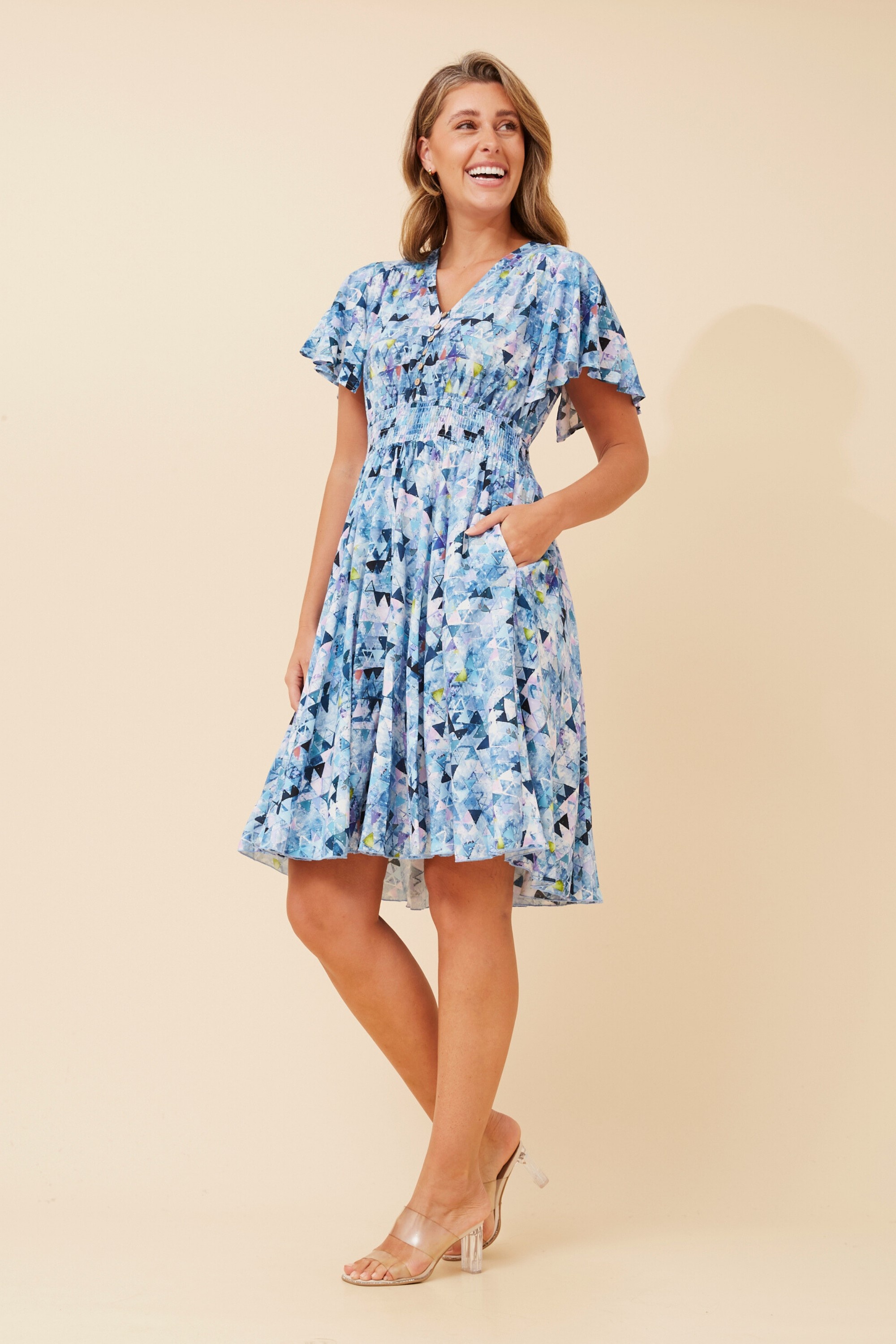 SANDY ABSTRACT PRINT DRESS