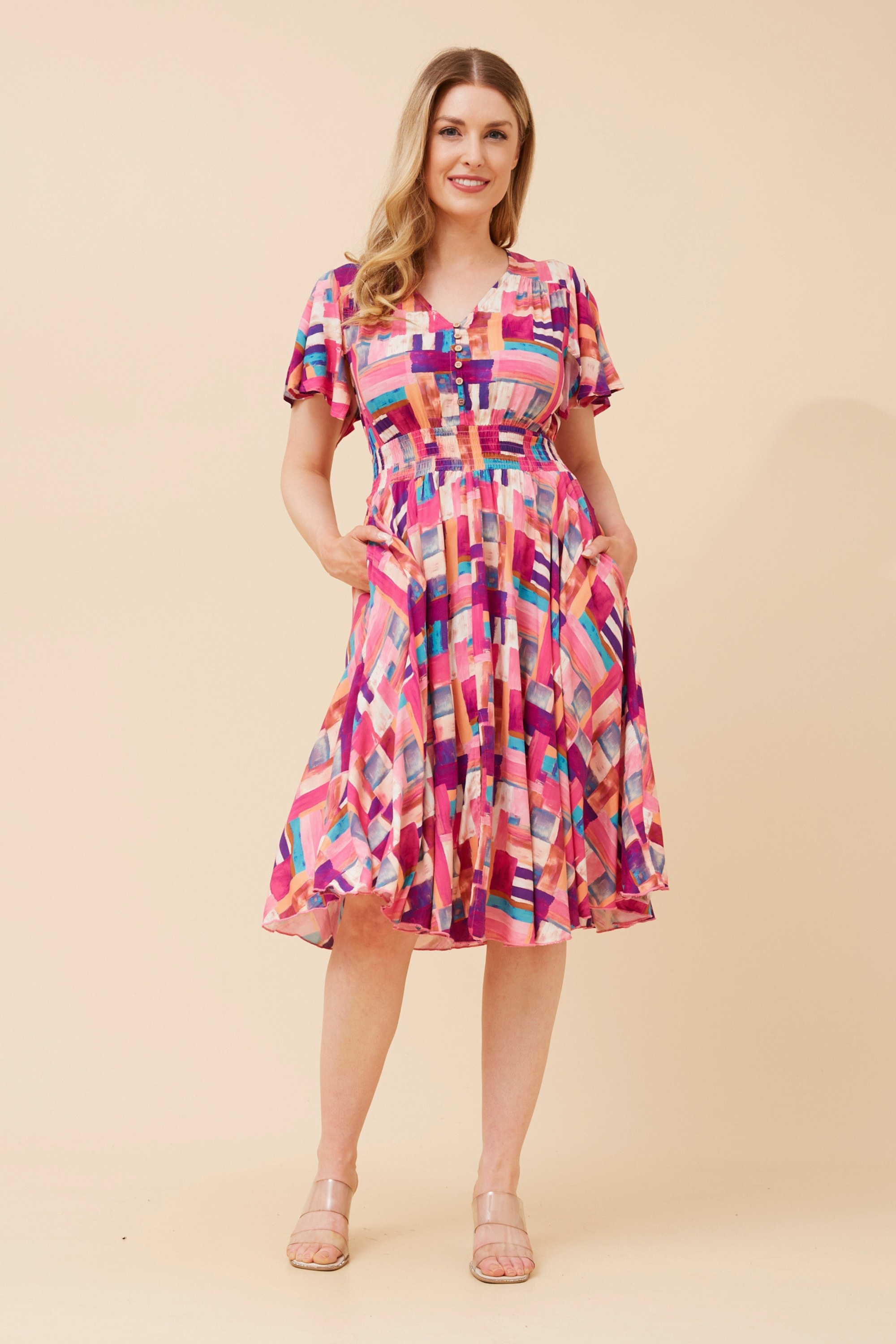 SANDY ABSTRACT PRINT DRESS
