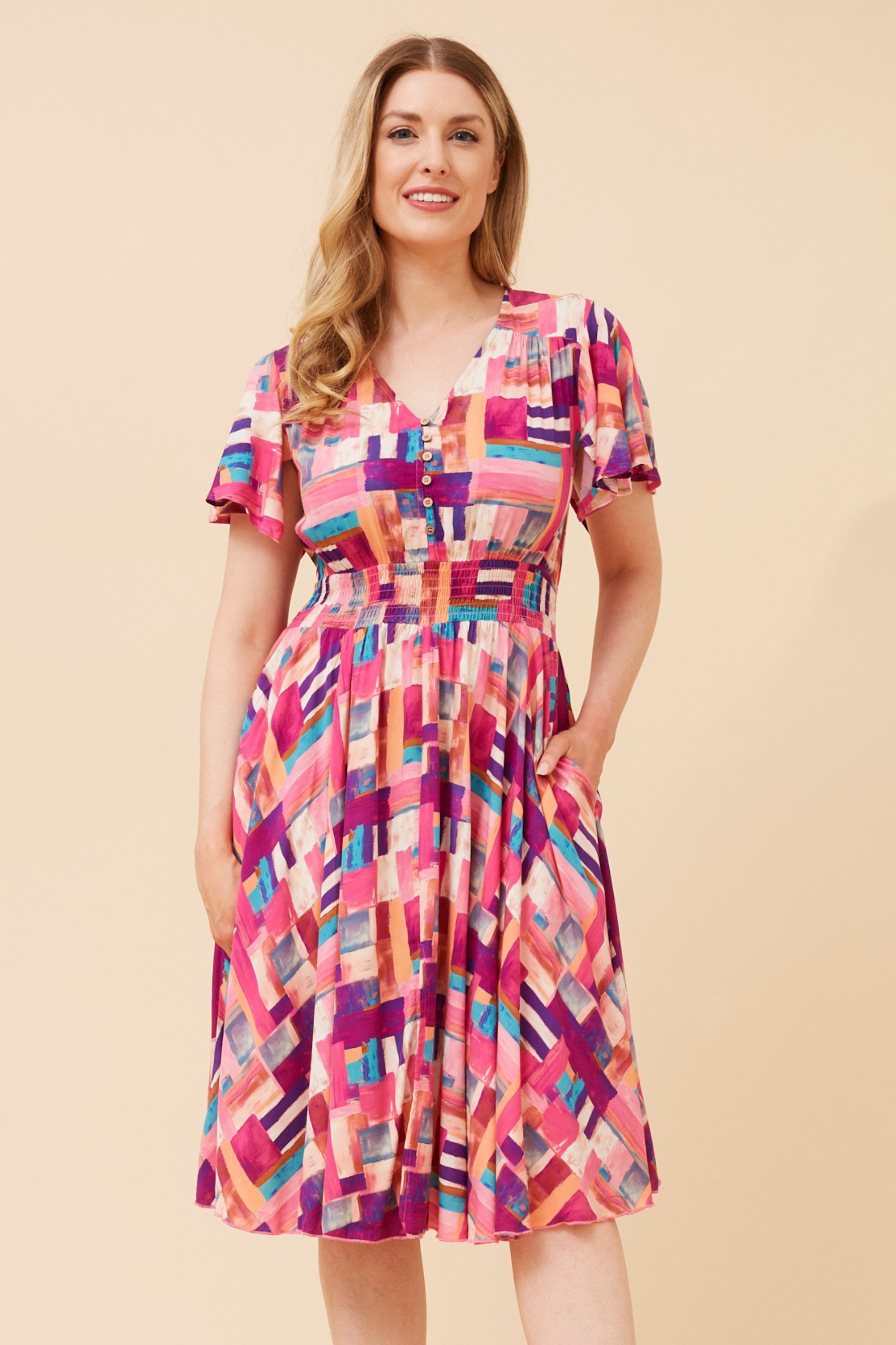 SANDY ABSTRACT PRINT DRESS
