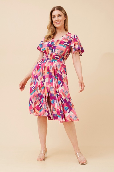 SANDY ABSTRACT PRINT DRESS