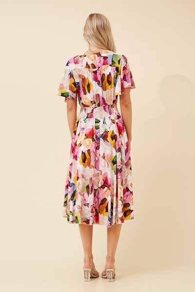 SANDY ABSTRACT PRINT MIDI DRESS