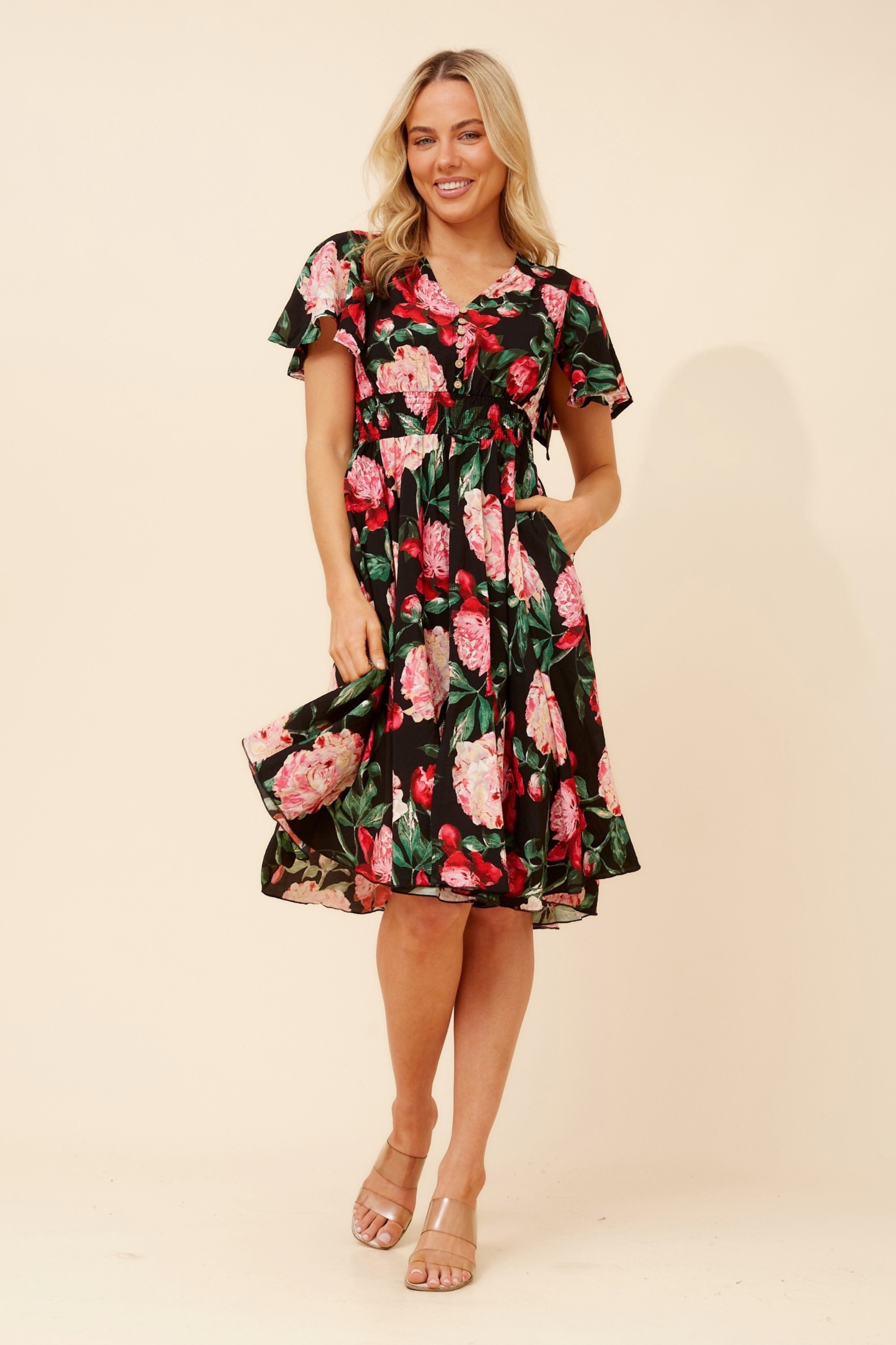 SANDY FLORAL MIDI DRESS