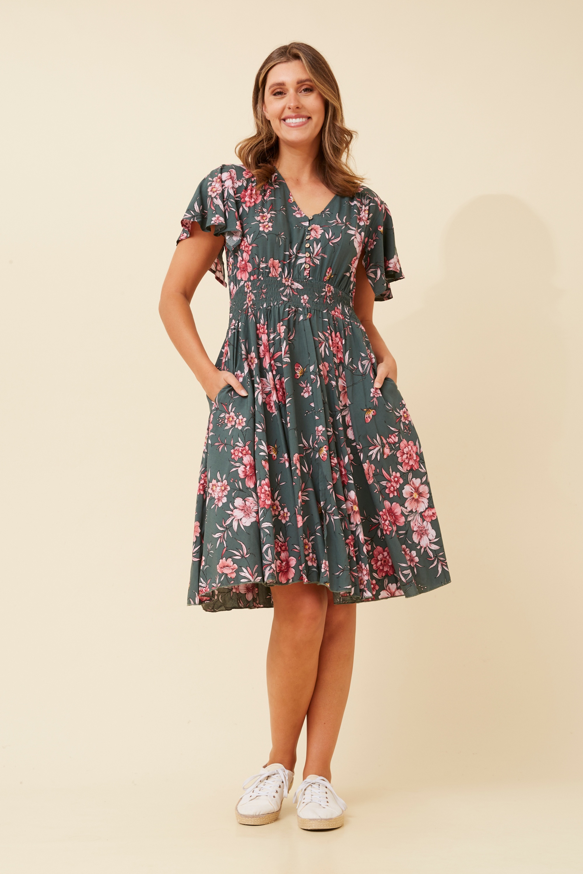 SANDY FLORAL RUFFLE DRESS