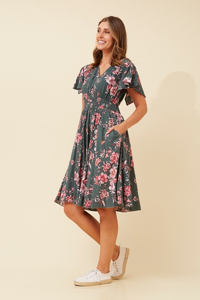 SANDY FLORAL RUFFLE DRESS