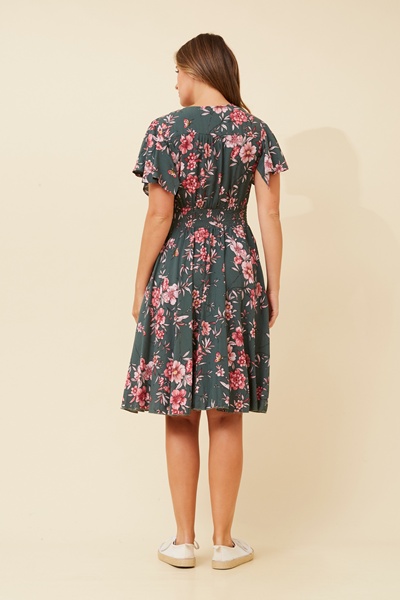 SANDY FLORAL RUFFLE DRESS