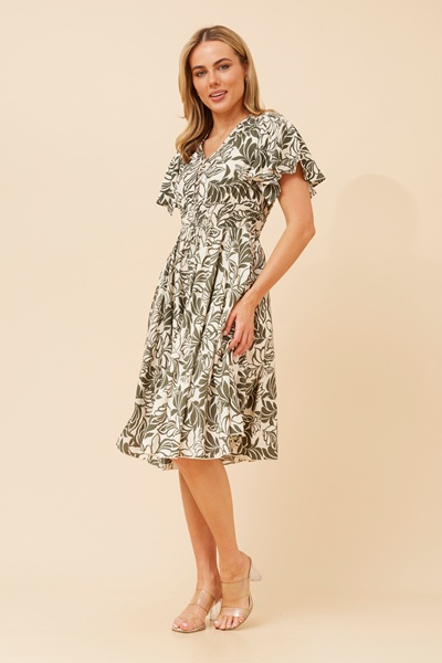 SANDY LEAF PRINT DRESS