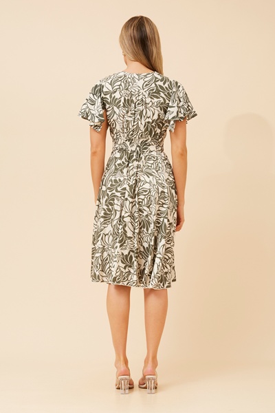 SANDY LEAF PRINT DRESS