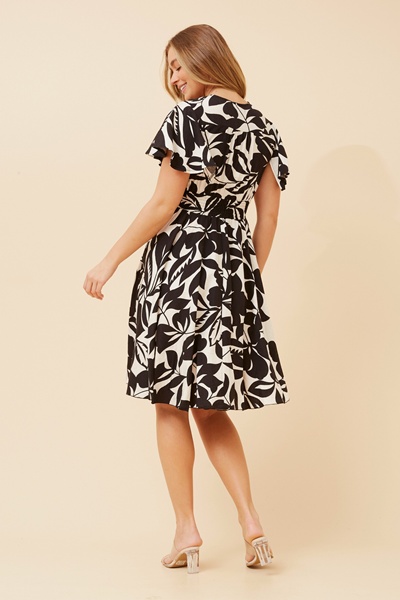 SANDY LEAF PRINT SHORT DRESS