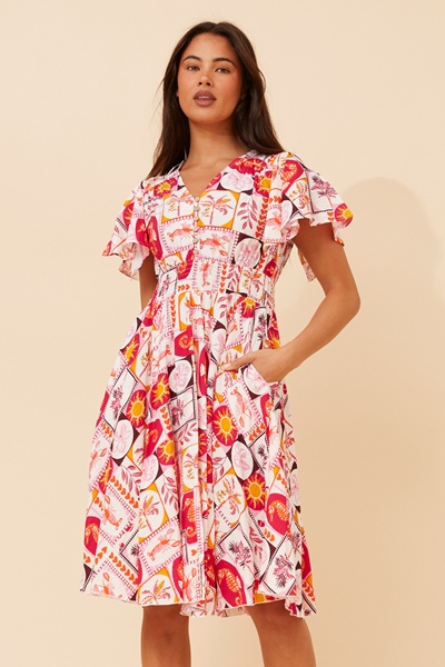 SANDY PATCHWORK PRINT DRESS