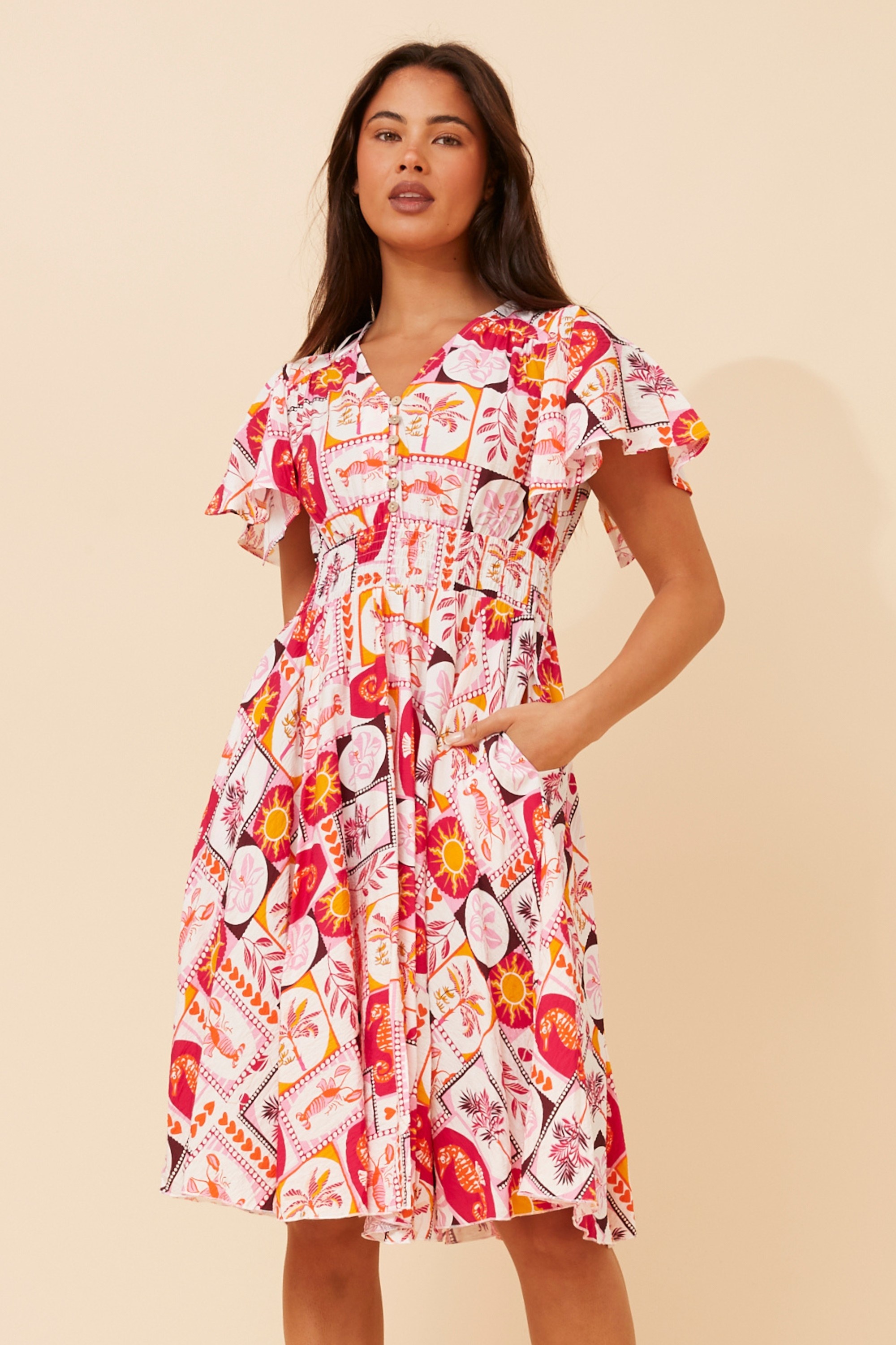 SANDY PATCHWORK PRINT DRESS