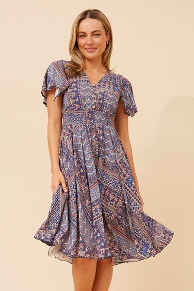 SANDY PATCHWORK PRINT DRESS