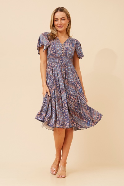 SANDY PATCHWORK PRINT DRESS
