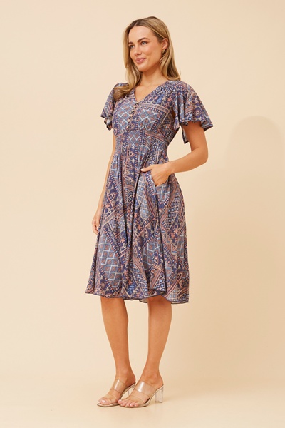 SANDY PATCHWORK PRINT DRESS