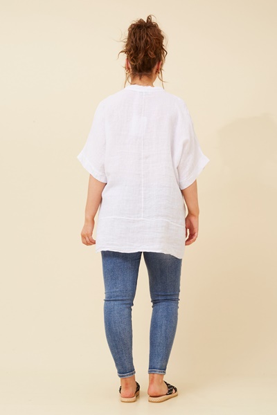 SANTINA PINEAPPLE SEQUIN LINEN TOP