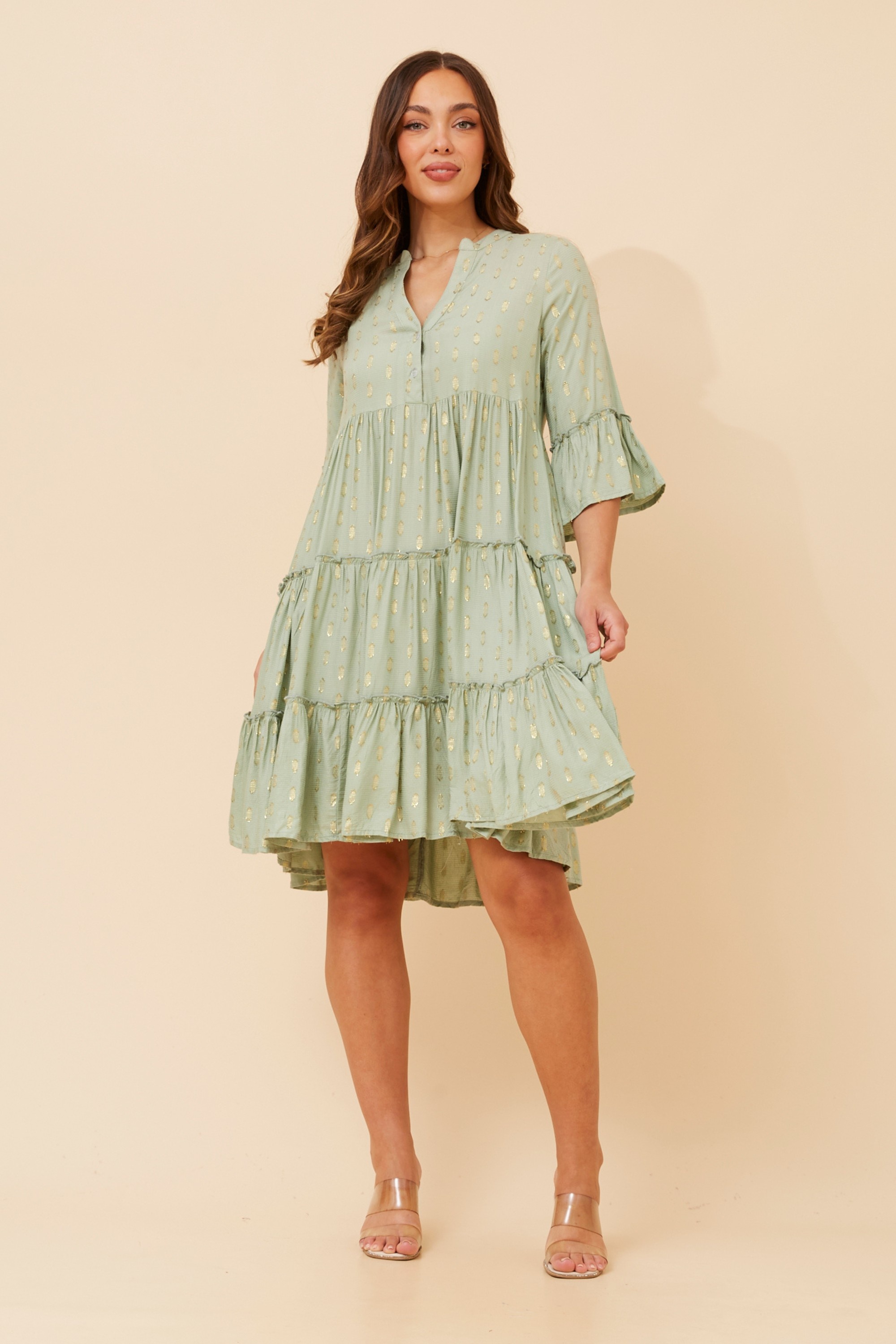 SARIKA LUREX TIERED DRESS