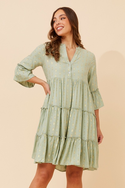 SARIKA LUREX TIERED DRESS