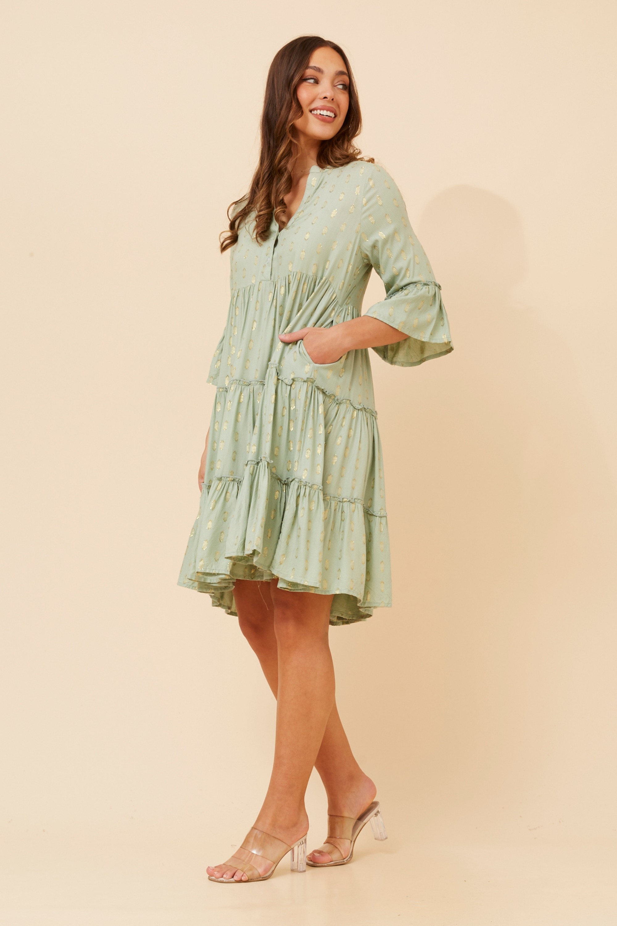 SARIKA LUREX TIERED DRESS
