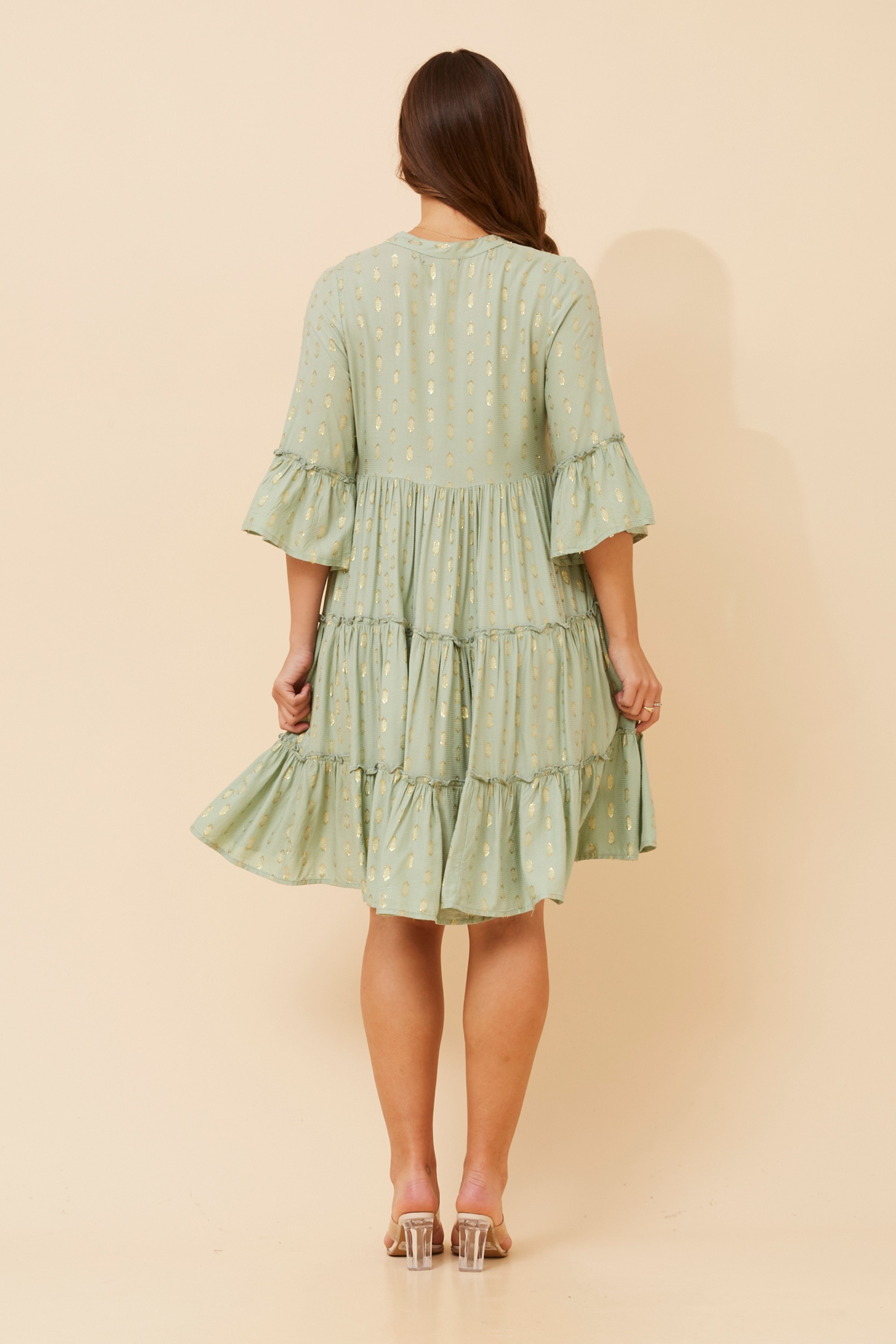 SARIKA LUREX TIERED DRESS