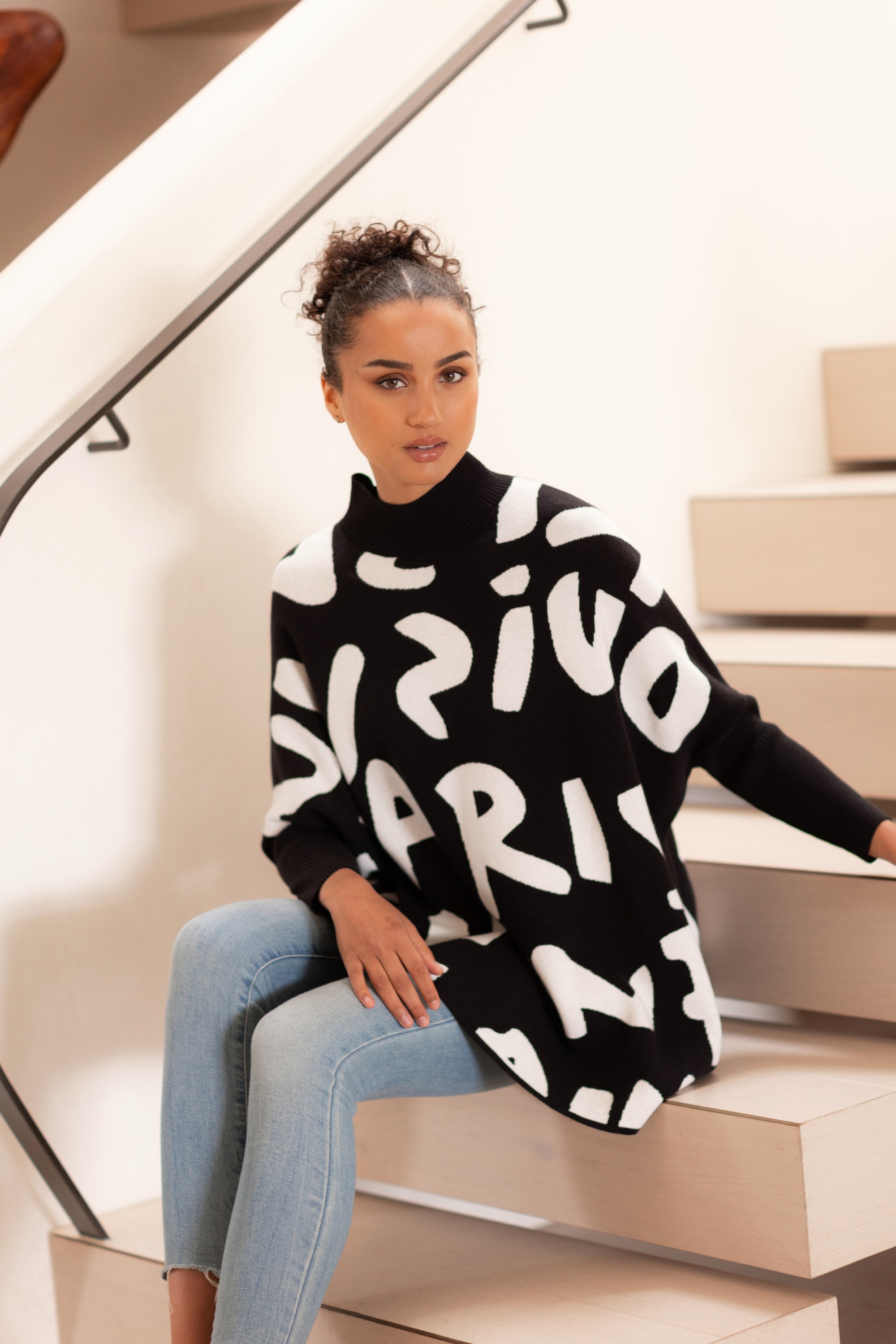 SENEKA ABSTRACT PRINT KNIT PULLOVER