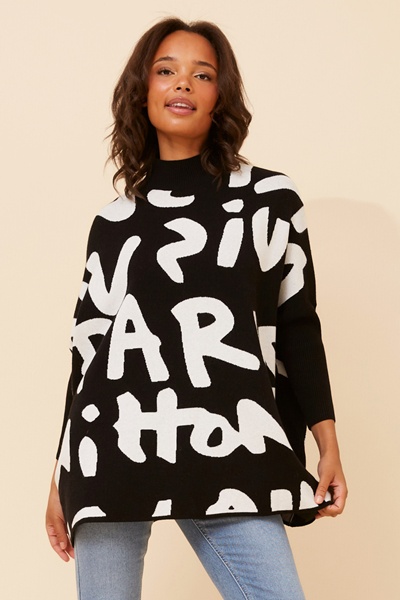 SENEKA ABSTRACT PRINT KNIT PULLOVER