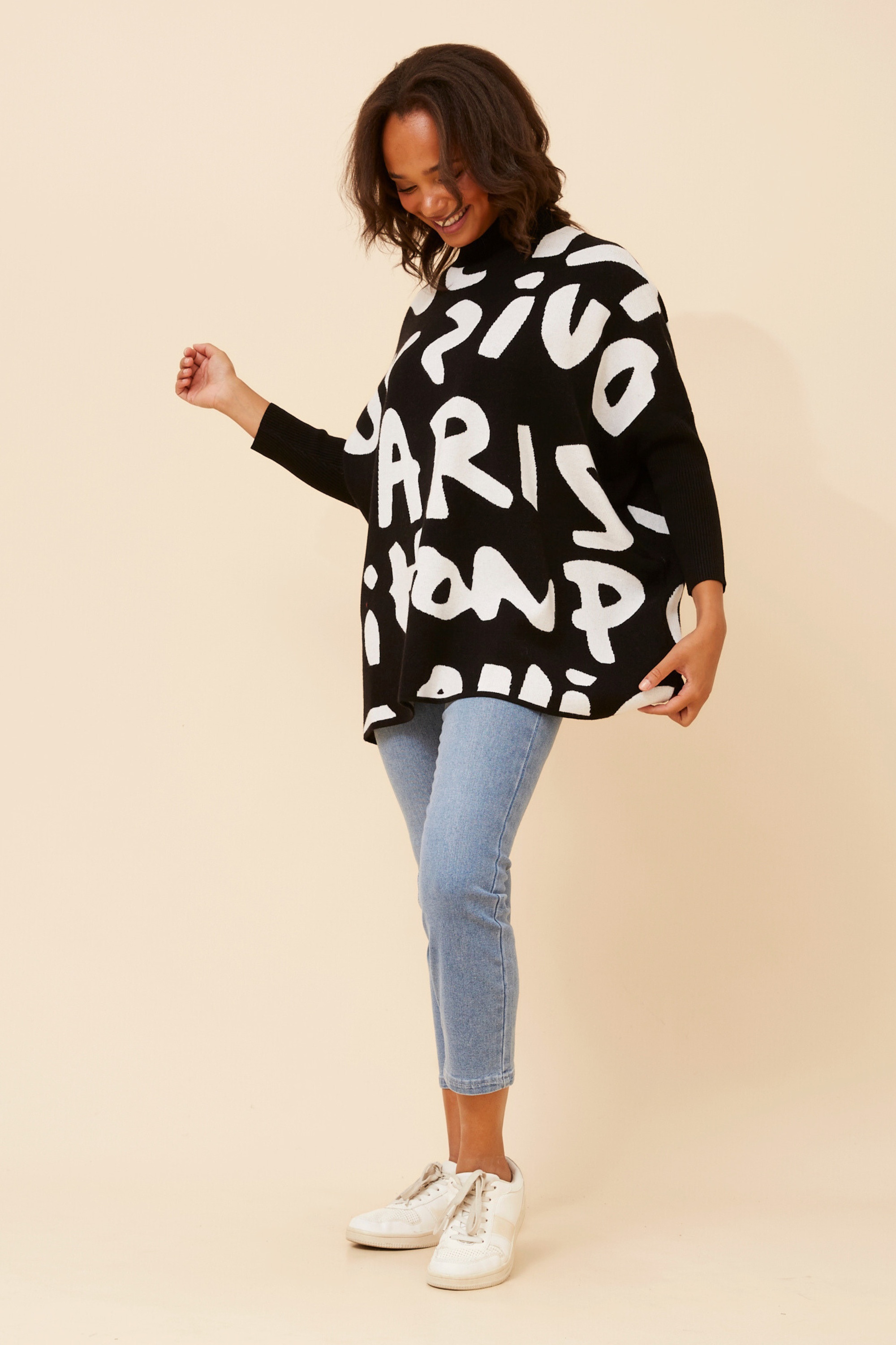 SENEKA ABSTRACT PRINT KNIT PULLOVER