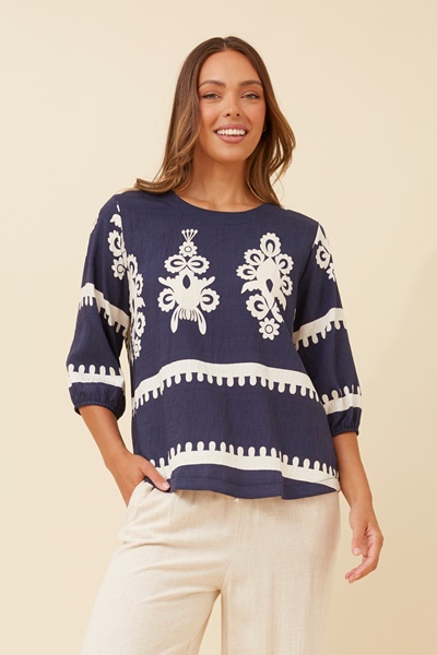 SHAE BORDER PRINT TOP