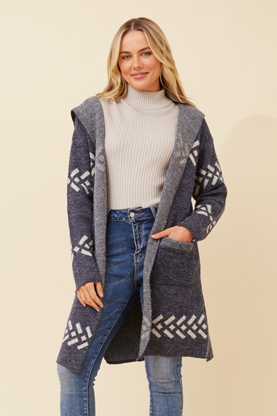 SHAEMA JACQUARD KNIT CARDIGAN