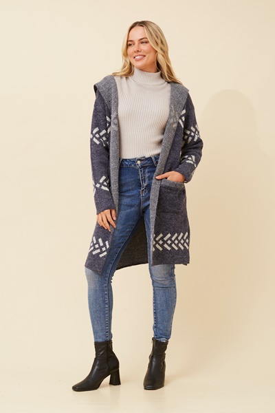 SHAEMA JACQUARD KNIT CARDIGAN