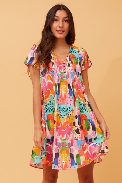 SHALIMAR ABSTRACT PRINT DRESS