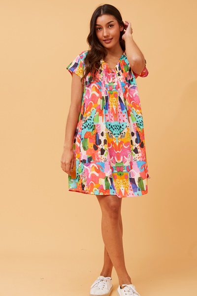 SHALIMAR ABSTRACT PRINT DRESS