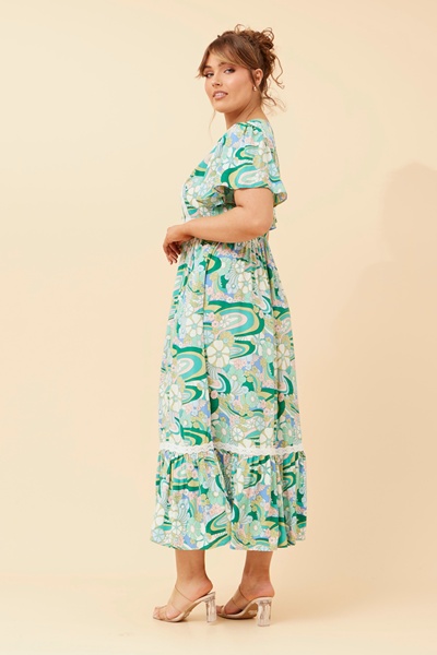 SHARN FLORAL PRINT LACE DRESS