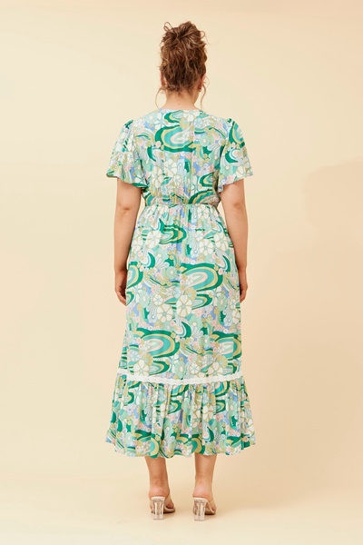 SHARN FLORAL PRINT LACE DRESS